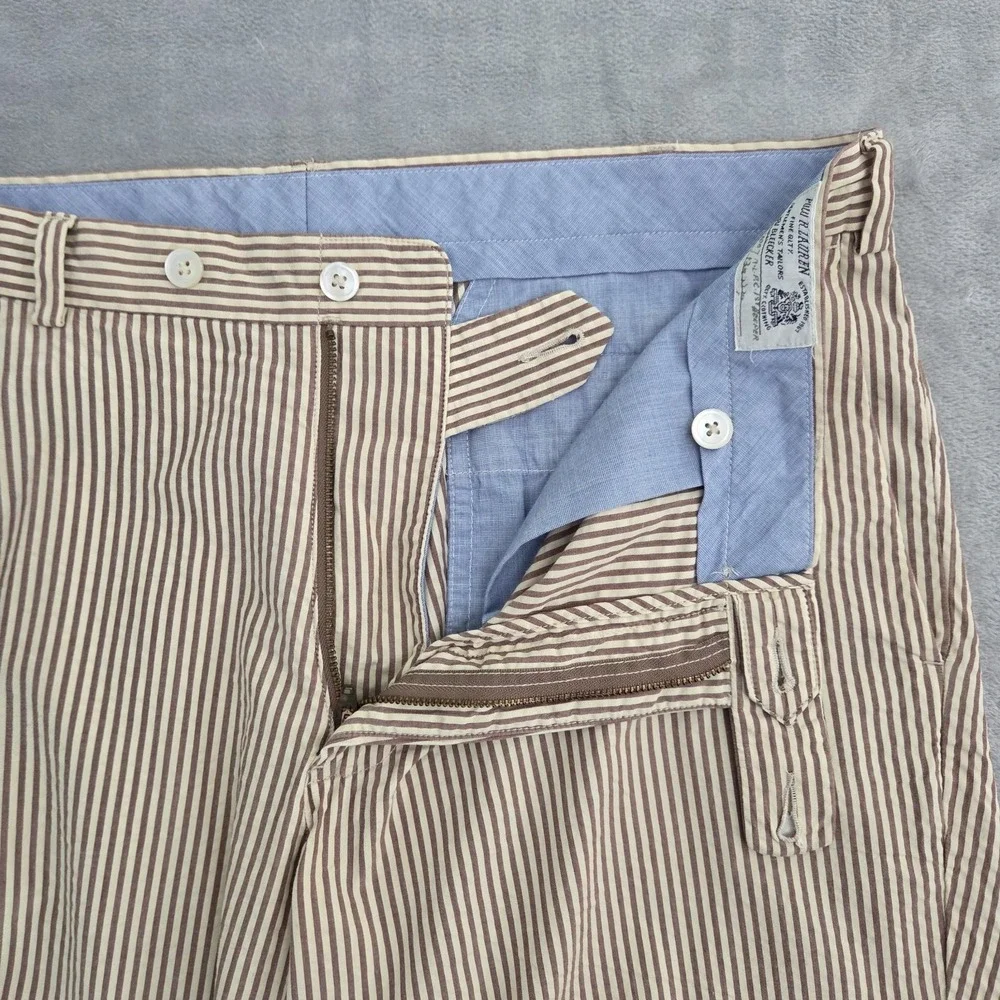 Polo Ralph Lauren 381 Bleeker Seersucker Shorts Men 35 Brown Striped Classic Fit